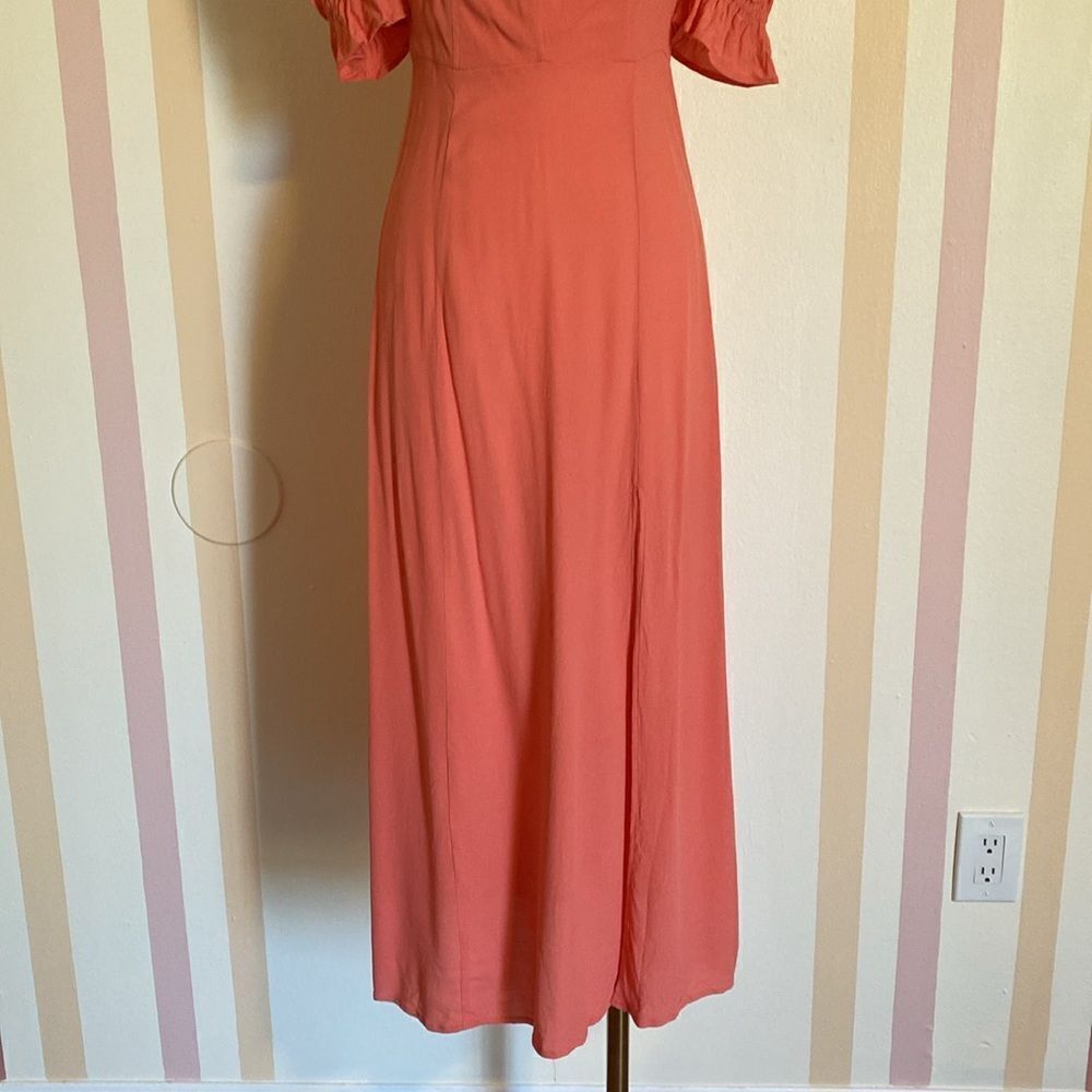 We Wore What Peach Puff Sleeve Midi Dress Size 2 - Picture 5 of 13